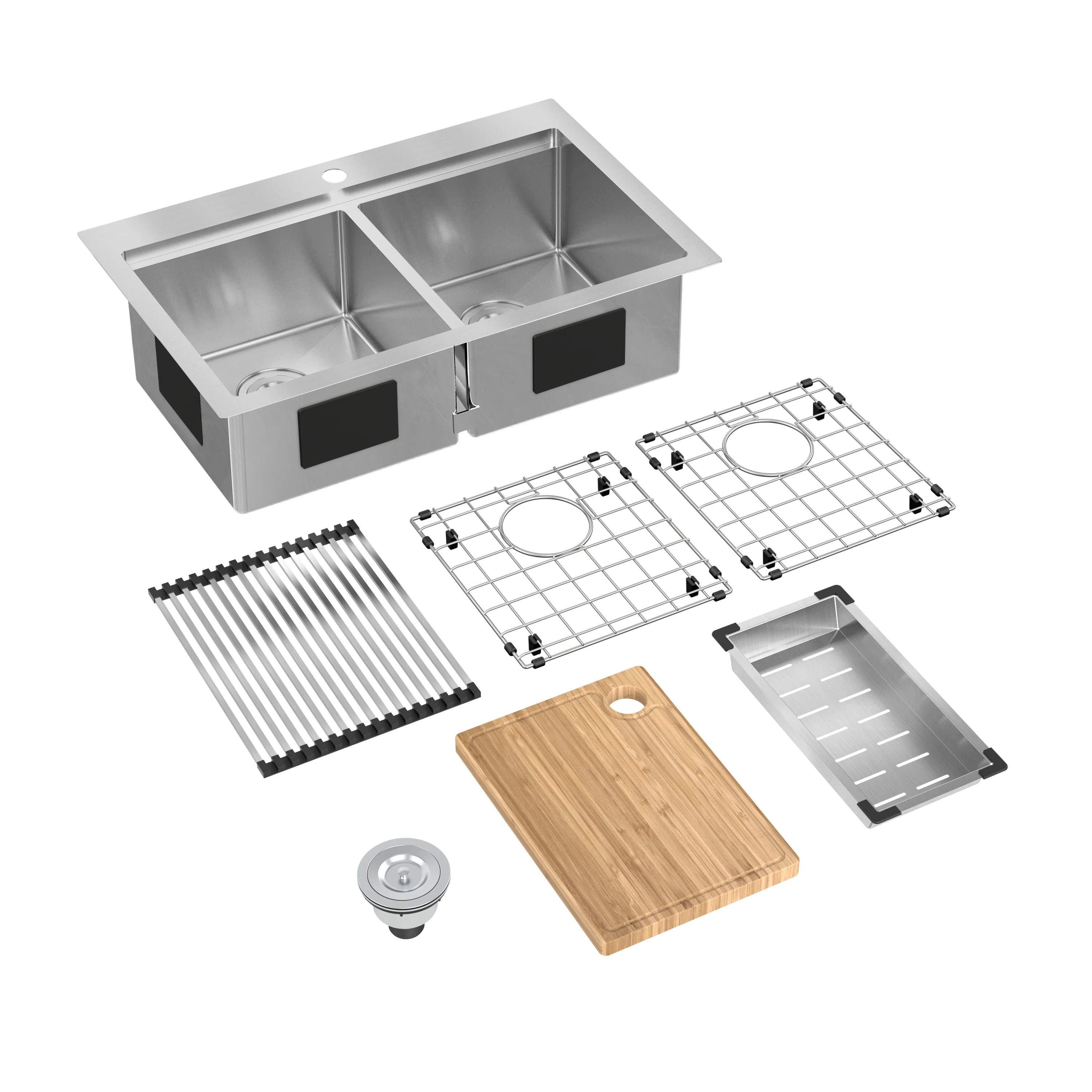 Newport twin bowl 33 in. stainless steel workstation sink - Image 8