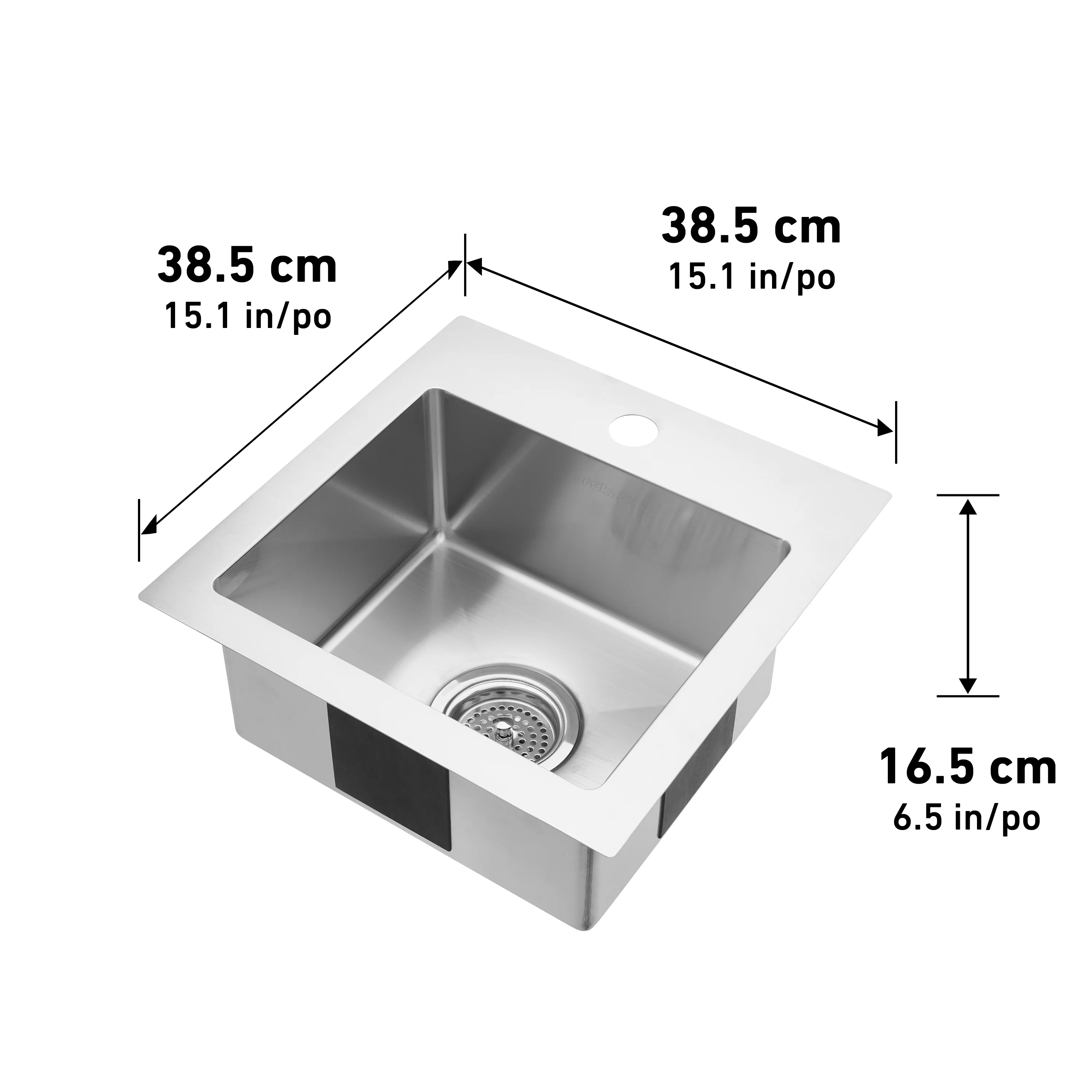Plaza 15 in. single bowl stainless steel bar sink - Image 9