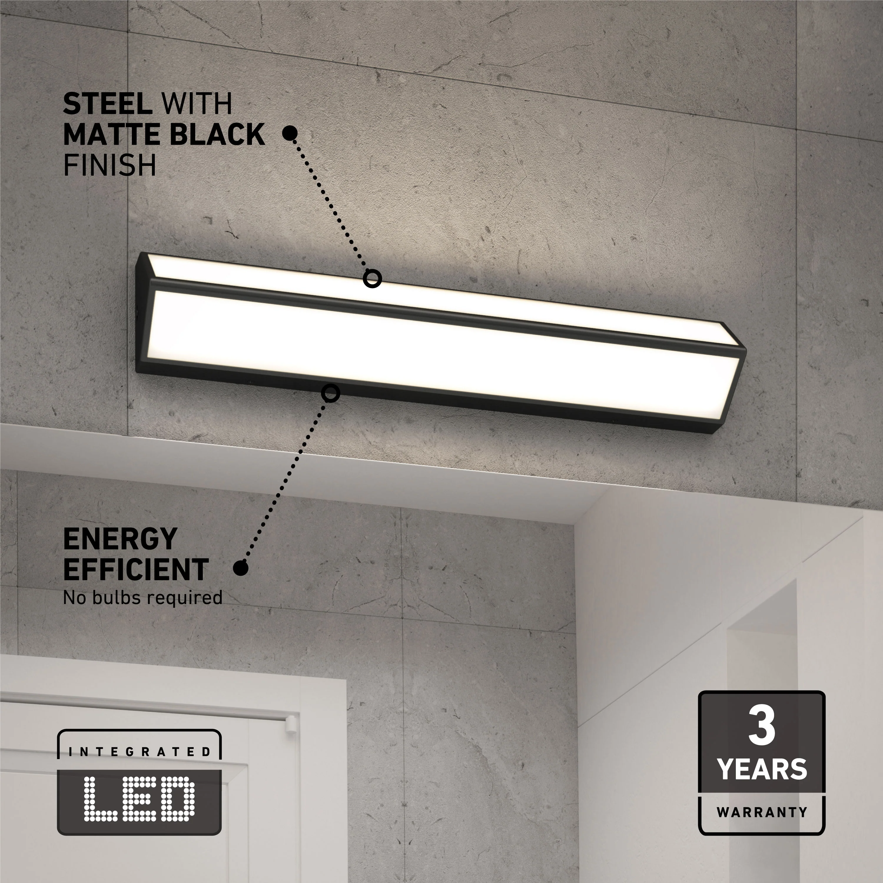 Preston LED modern bathroom vanity light 3 CCT - Image 8