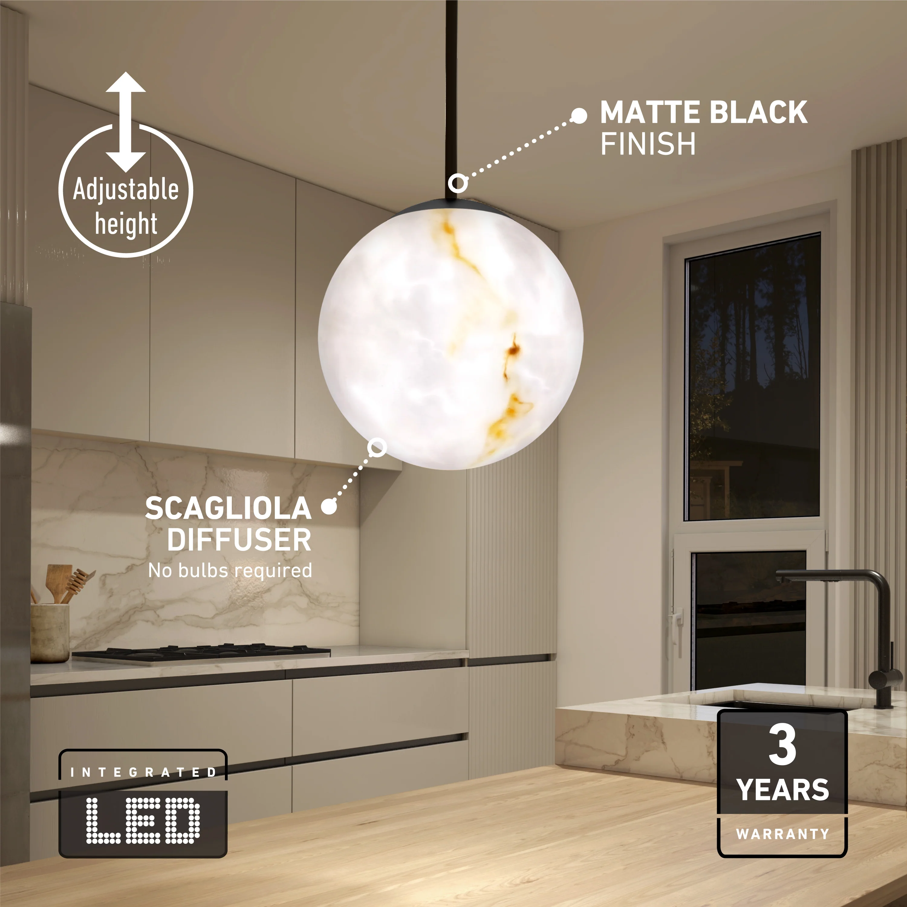 Selena LED contemporary pendant light 3 CCT - Image 8