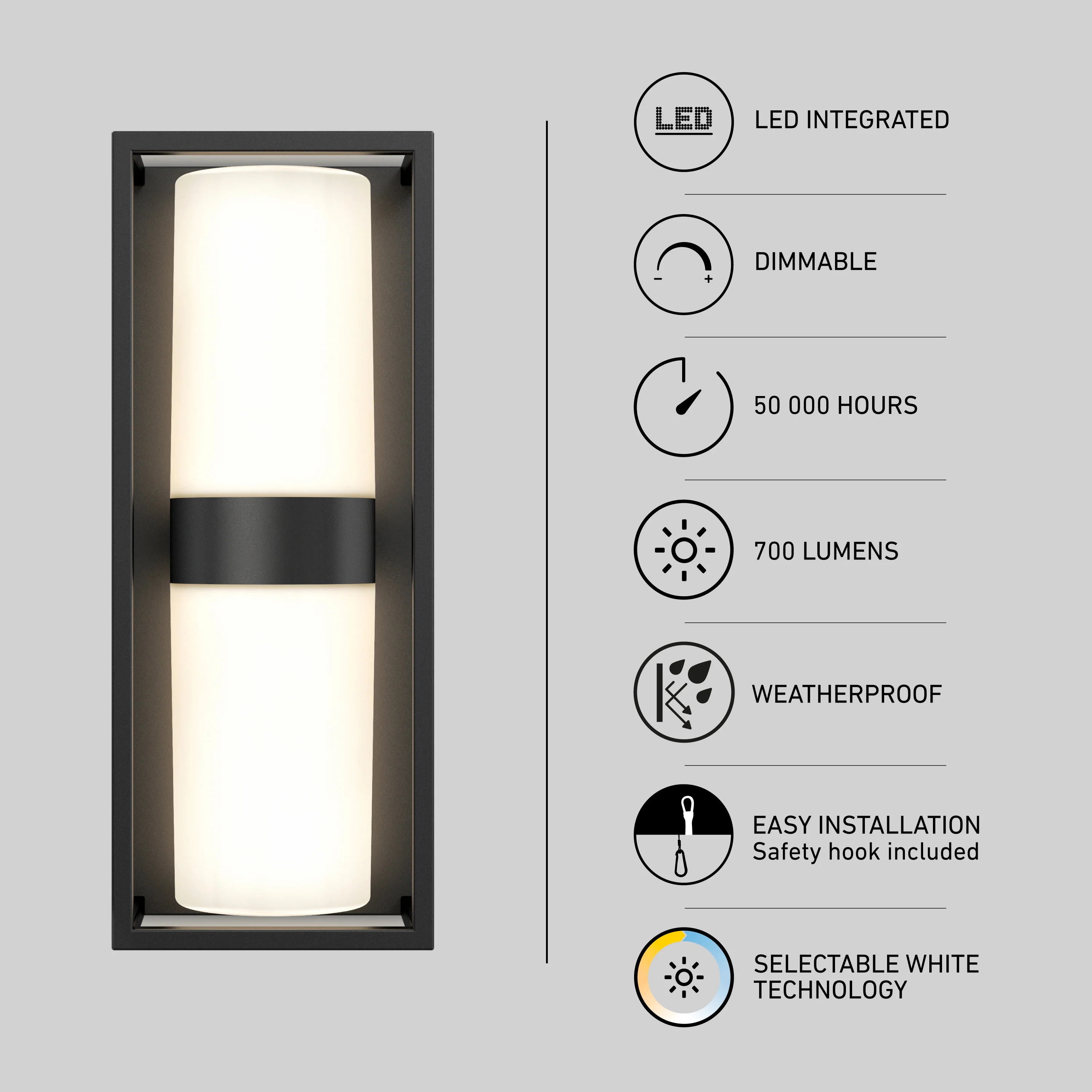 Sherman modern LED indoor-outdoor wall light 5 CCT - Image 9