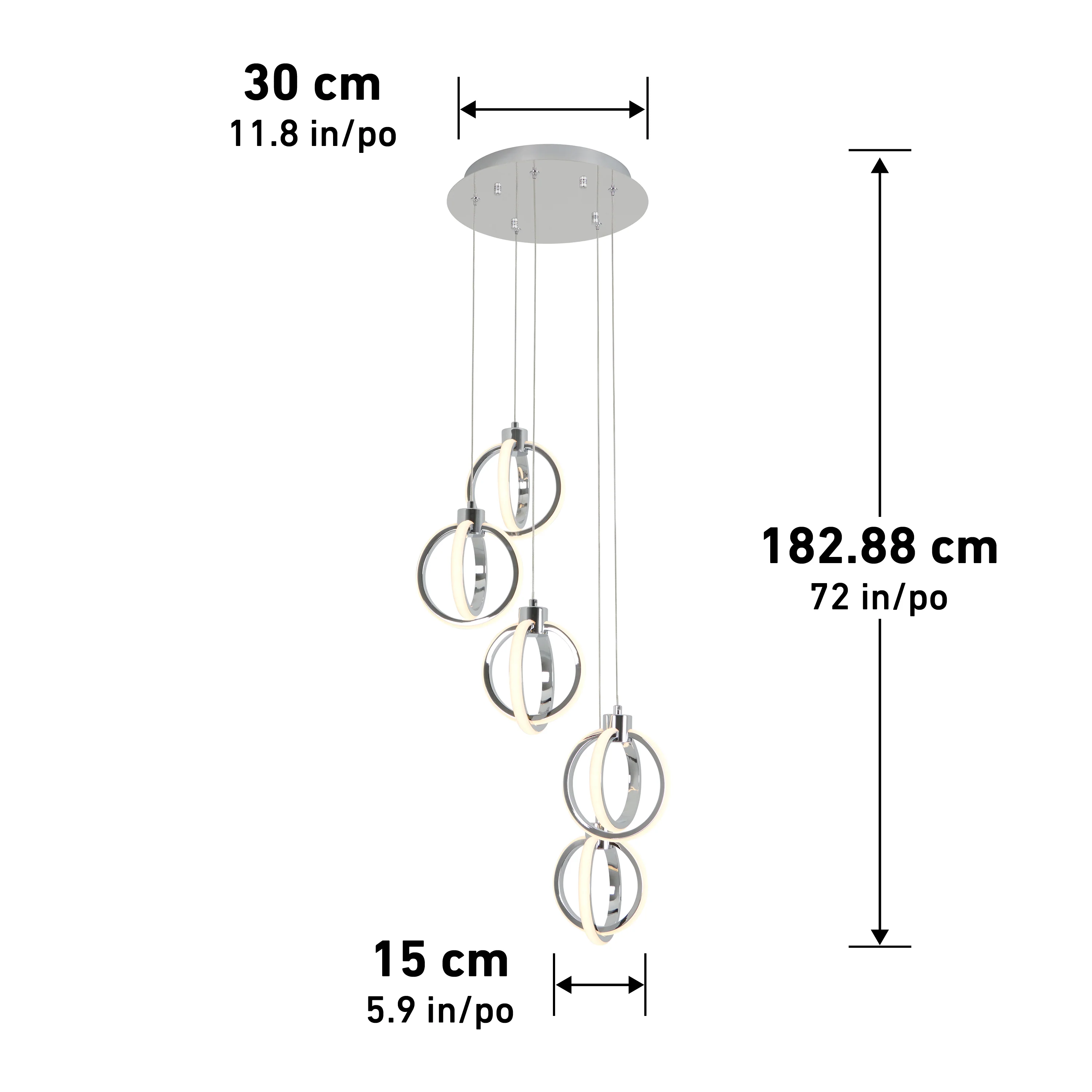 Soho modern 5-light LED pendant light - Image 8