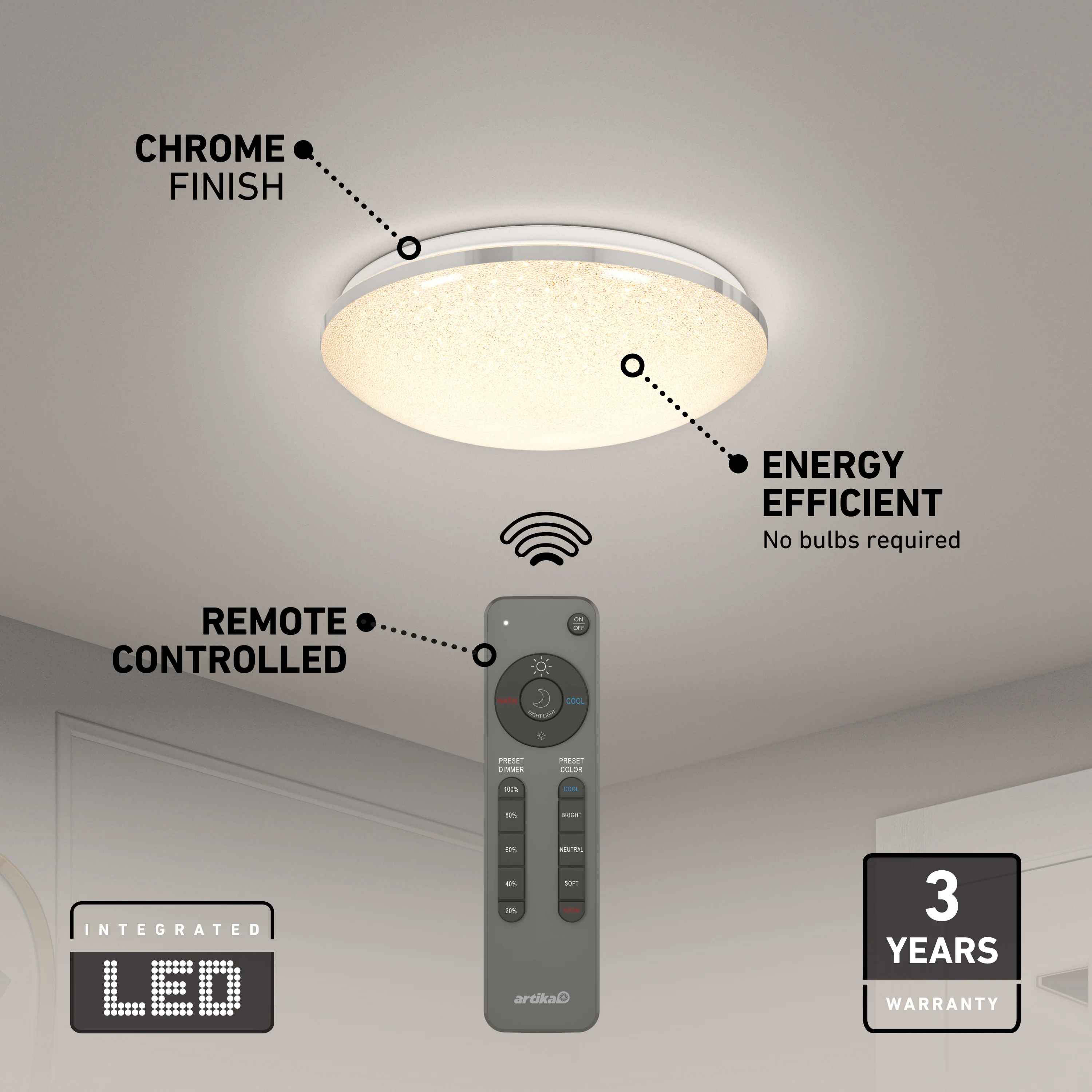 Sparkle 15 in. LED modern flush mount light 5 CCT - Image 15