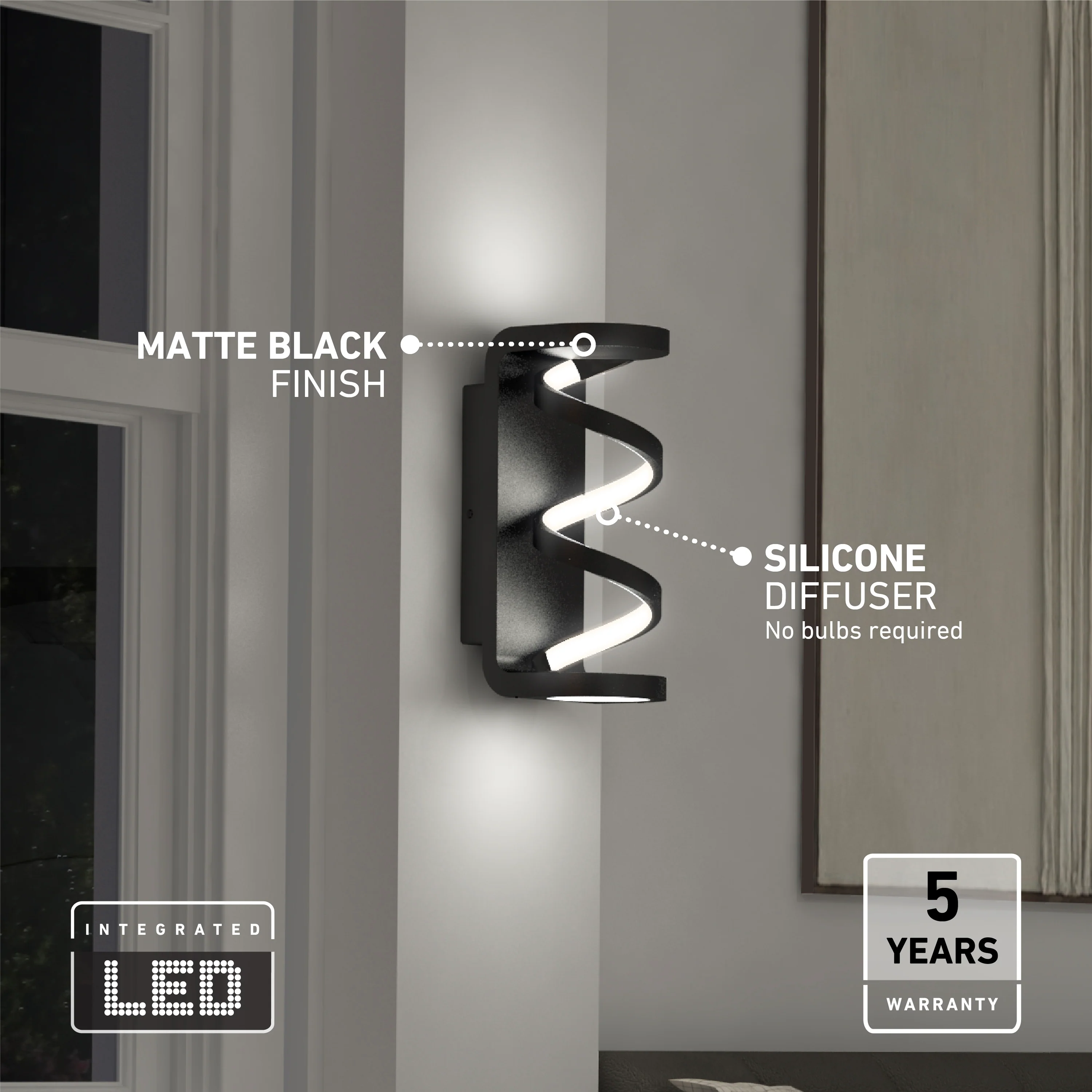 Swirl indoor-outdoor LED wall light - Image 8