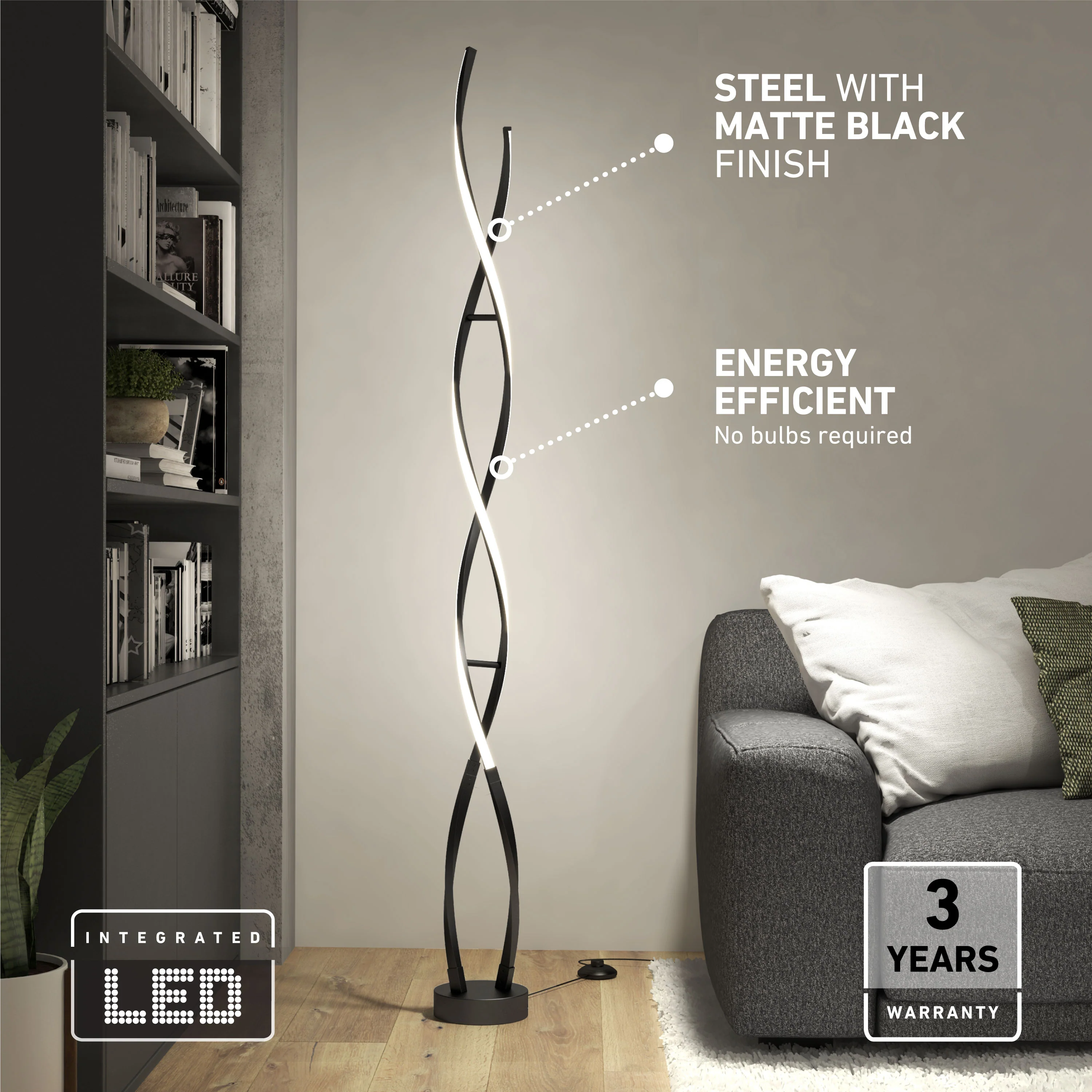 Swirl modern LED floor lamp - Image 8