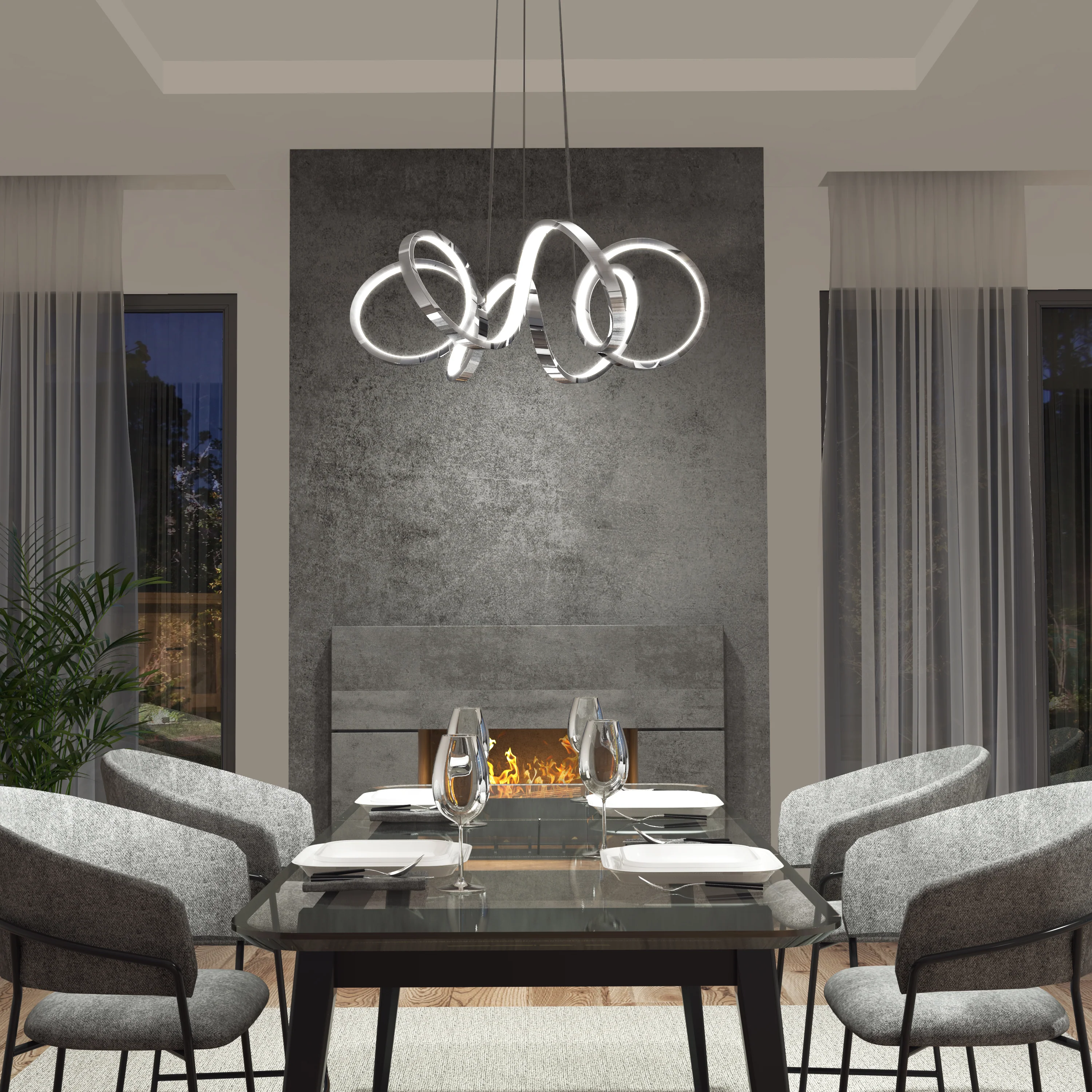Swirl Ribbon LED pendant light - Image 12