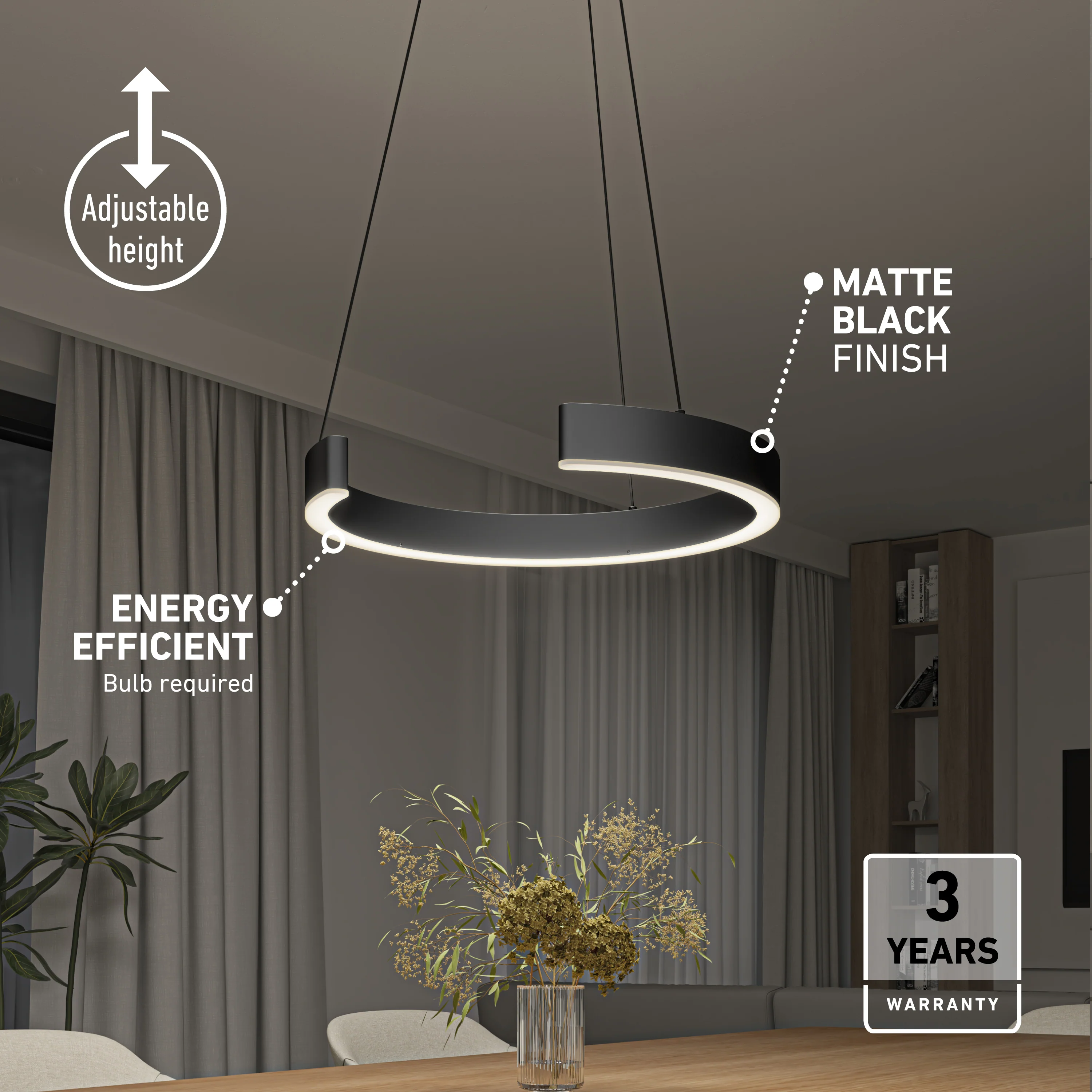 Vance modern LED pendant light 3 CCT - Image 10