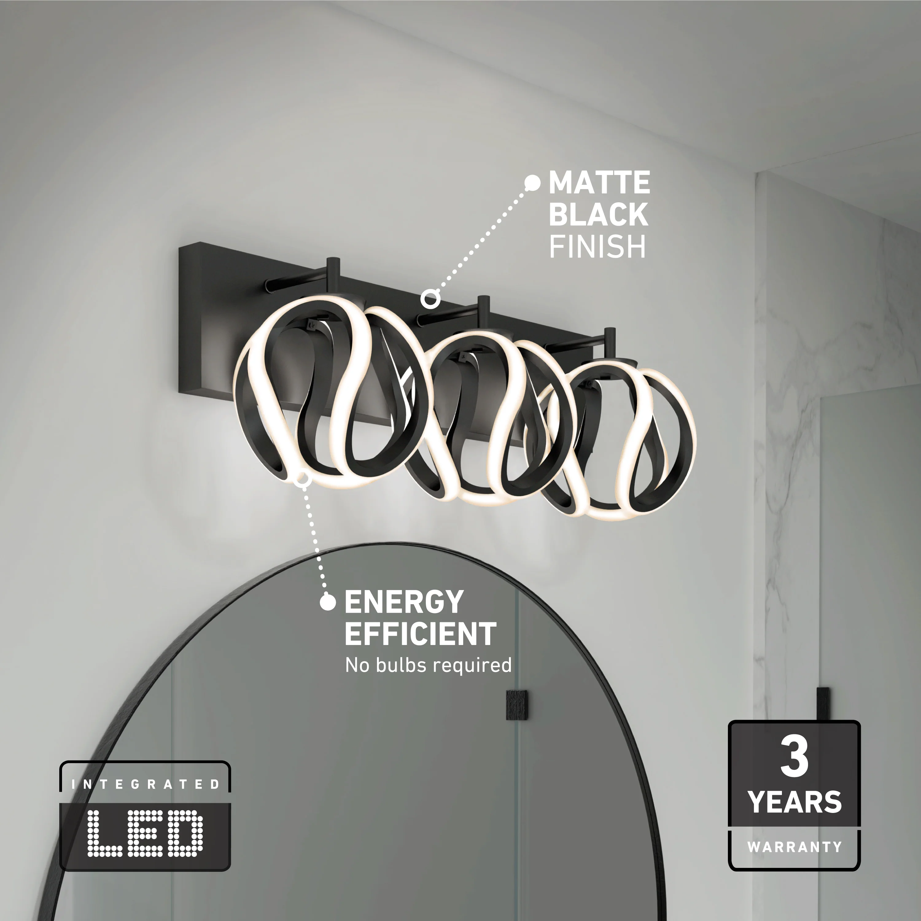 Vivaldi LED contemporary bathroom vanity light 3 CCT - Image 10