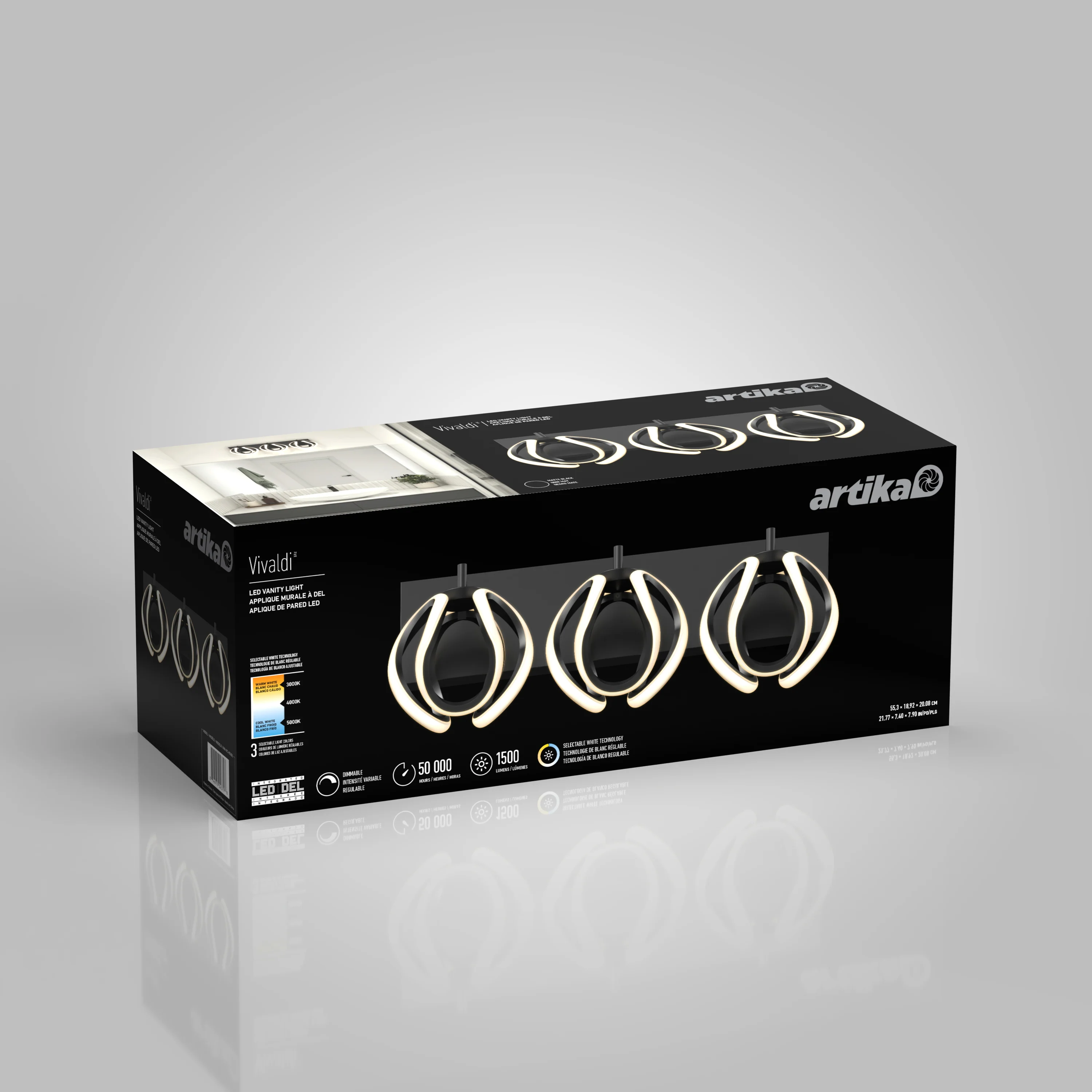 Vivaldi LED contemporary bathroom vanity light 3 CCT - Image 14