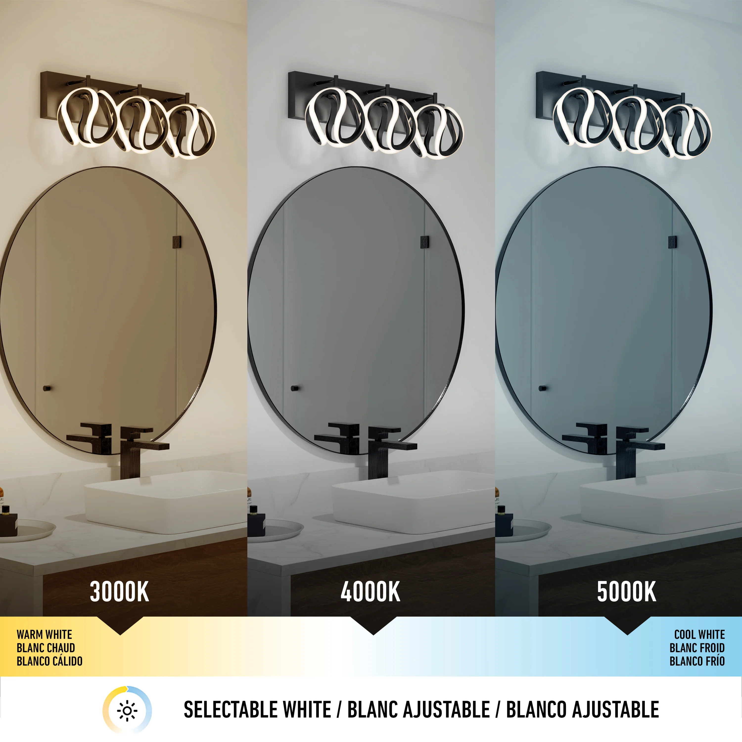 Vivaldi LED contemporary bathroom vanity light 3 CCT - Image 9