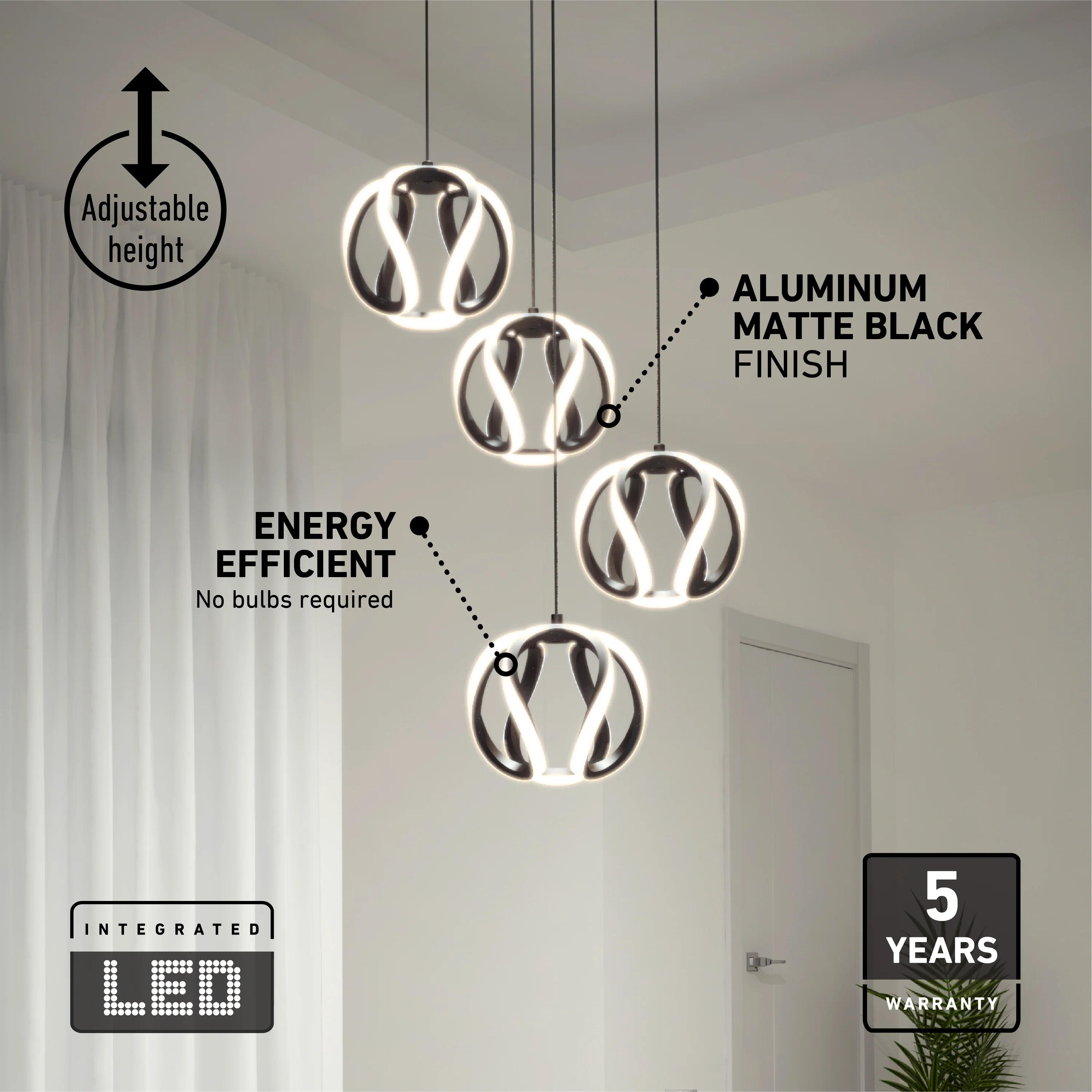 Vivaldi modern LED 4-light pendant 5 CCT - Image 7