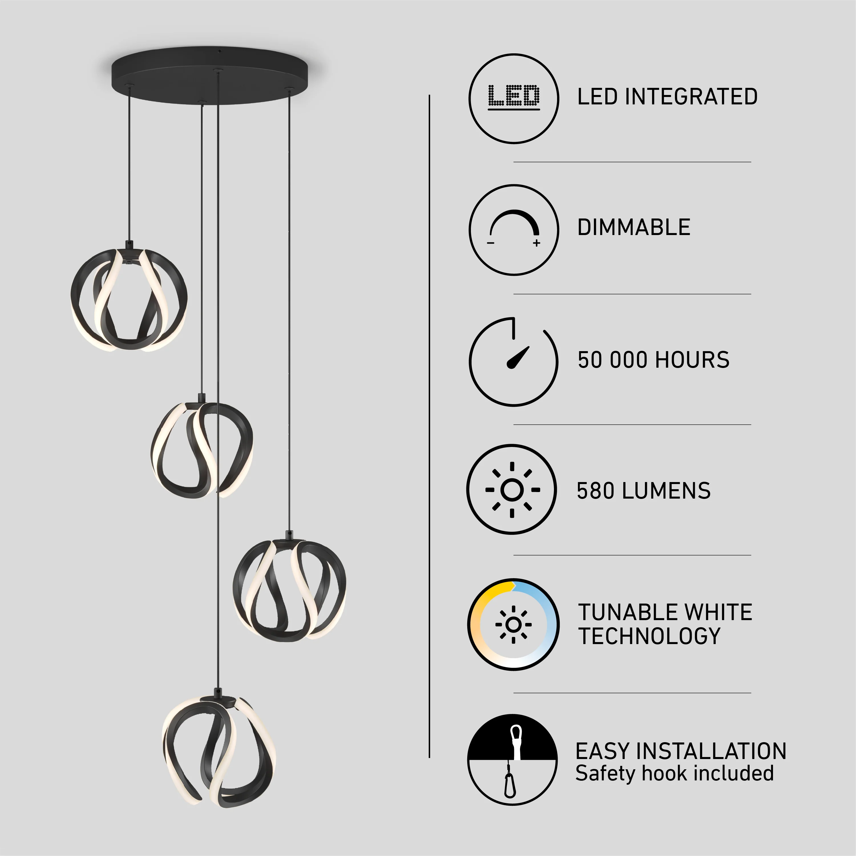 Vivaldi modern LED 4-light pendant 5 CCT - Image 8